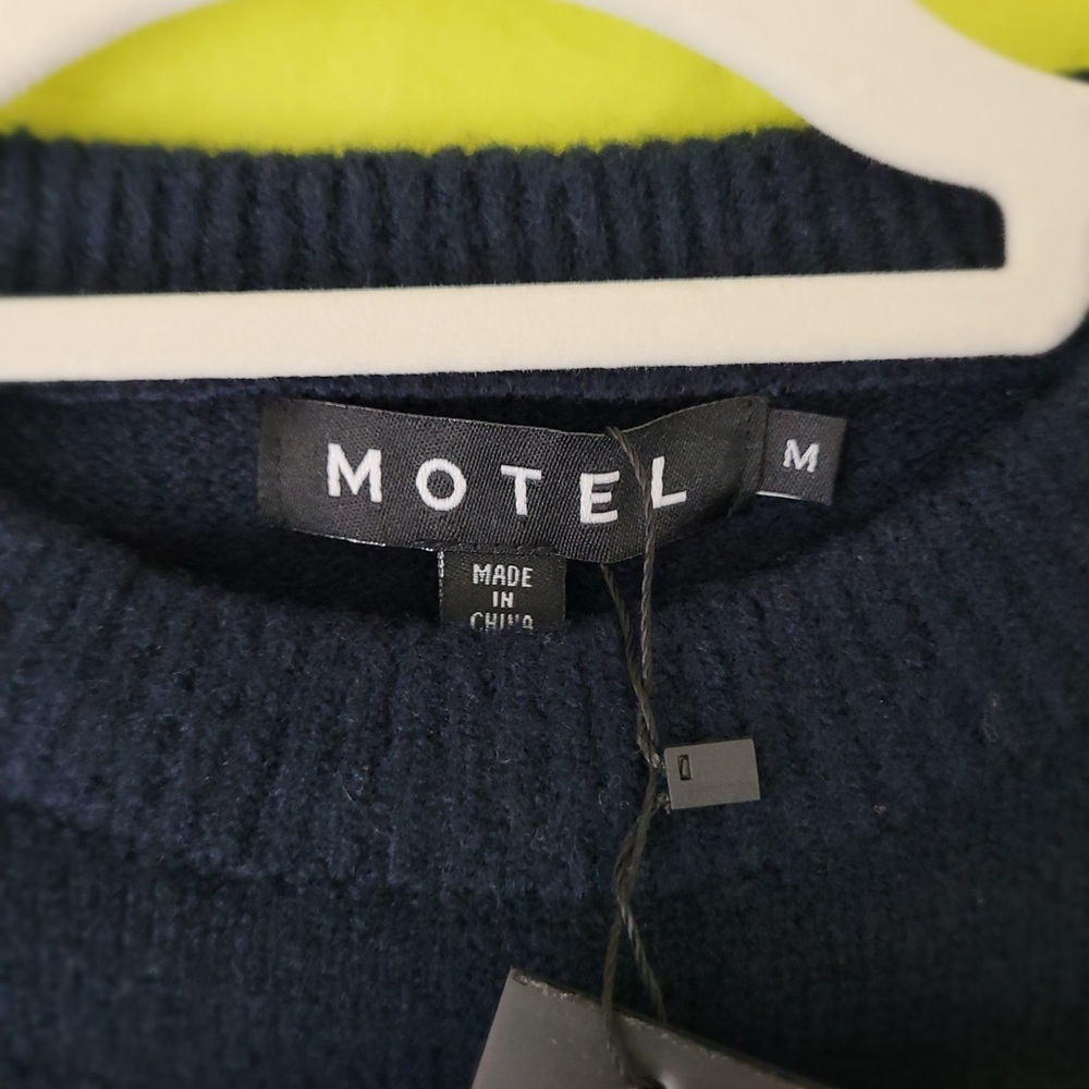 Motel Rocks Knitted Jumper Sweaters In Peacoat With Fairisle Bow Size M, NWT - Picture 5 of 12